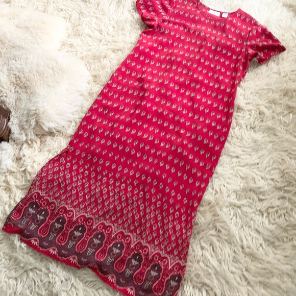 Nordstrom | Red Black Maxi Dress Floral Print Slit Large Paisley Print - Picture 7 of 11